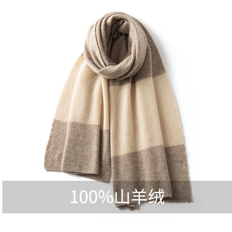 秋冬季加厚保暖拼色针织围脖