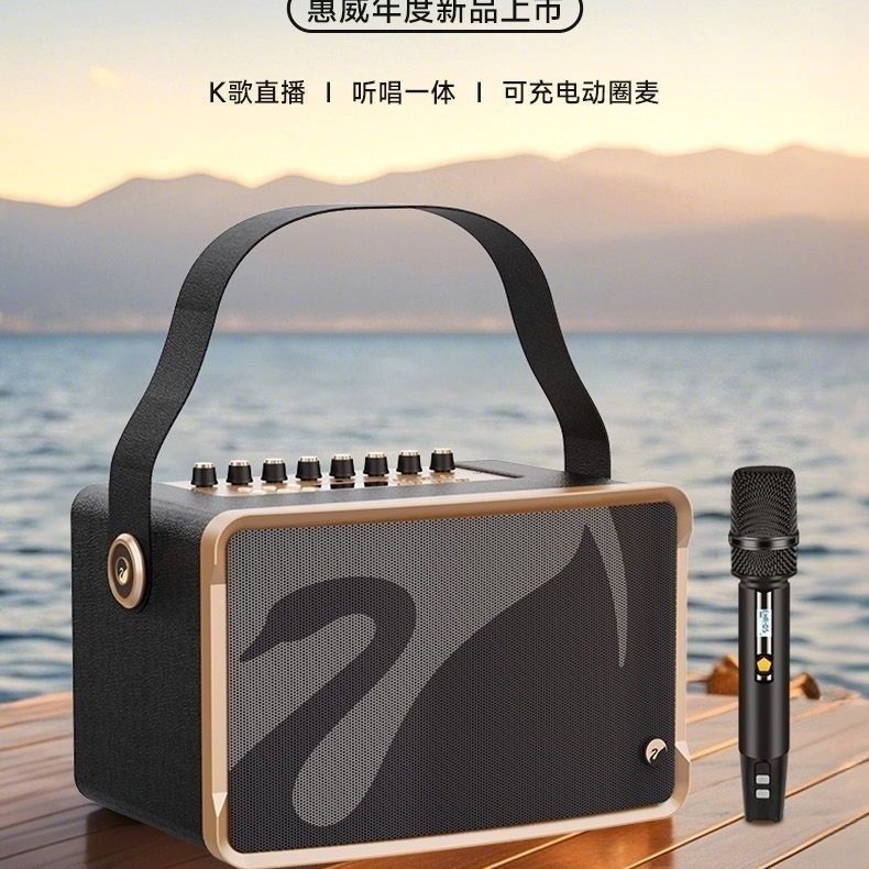 惠威MQ5手提唱歌音响户外K歌便携式乐器音响自带声卡专业直播音箱