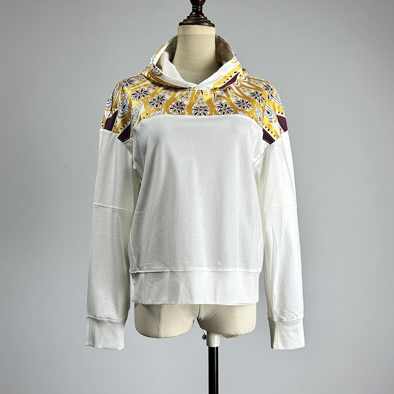 白色纯棉连帽套头卫衣女2026新款宽松百搭罗纹收口时尚弹力针织衫