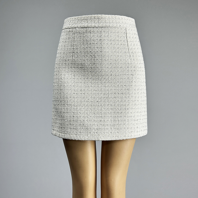 小香风黑色半身裙秋冬中腰修身布灵布灵亮丝银丝包臀A字裙短裙女