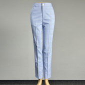 女2025职业装 中腰修身 正装 品牌浅蓝色格子西装 长裤 直筒裤 西裤 裤