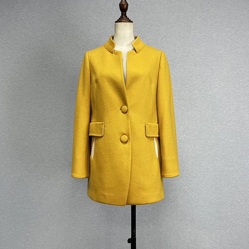 品牌折扣羊毛中长款百搭立领大衣