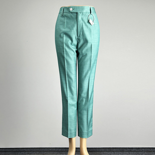 女2026职业装 直筒裤 中腰修身 职场通勤九分裤 品牌绿色西装 西裤 裤