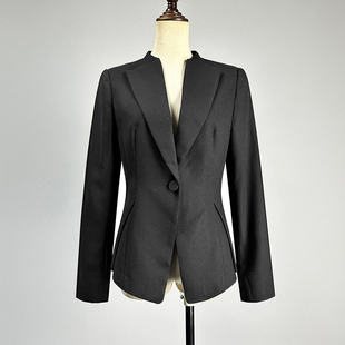 显瘦气质一粒扣职场西服 修身 品牌黑色单排扣V领西装 女2025职业装