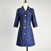 职业装 显瘦单排扣医美制服外套 风衣女2026修身 藏青色中长款 七分袖
