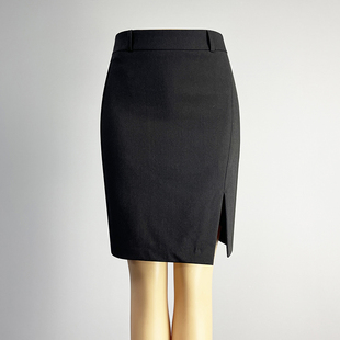 职业装黑色半身裙包臀裙女2025高腰修身侧开衩短裙一步裙直筒裙