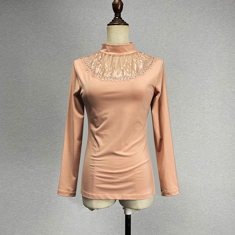 长袖性感常规烫钻针织女打底衫