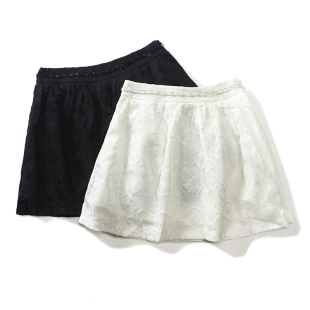 新款 夏装 小清新浮雕面纯色串珠伞裙半身裙短裙百搭 女装 姐姐优品