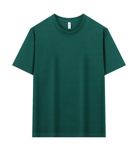定制墨绿色圆领t恤抗菌工作服定做印字logo企业团建服装刺绣工衣