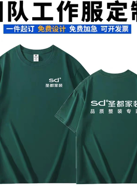 夏圣都圆领工作服纯棉T恤定制印