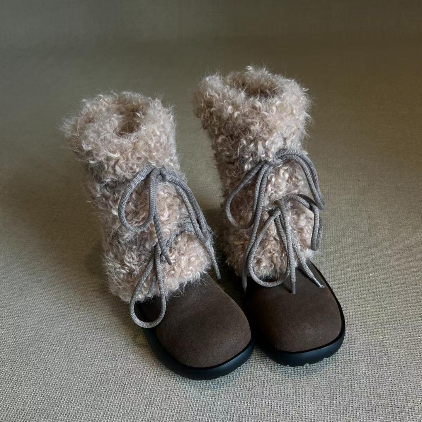 厚底靴子加绒短靴保暖毛毛雪地靴