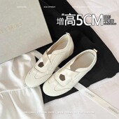 新款 夏季 交叉带松紧带运动芭蕾风女鞋 真皮内增高5cm玛丽珍鞋 单鞋