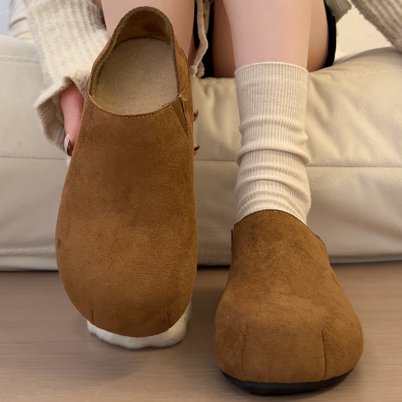 厚底内增高复古全包加绒勃肯鞋