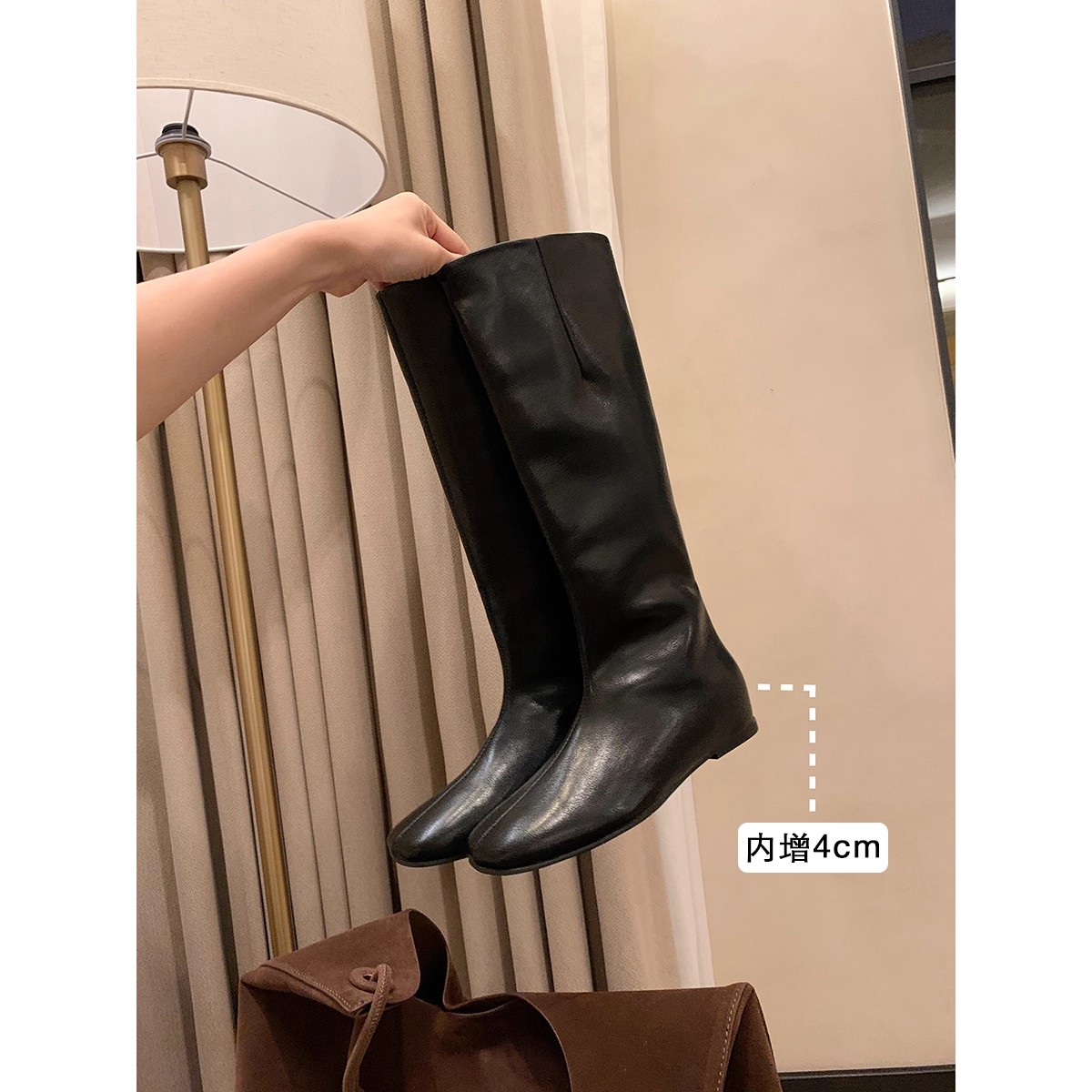增高4cm瘦瘦靴高筒骑士长靴女靴