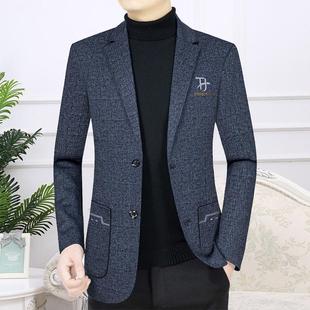 商务休闲爸爸装 中年男士 西装 新款 宽松上衣呢子单西 西服外套春秋季