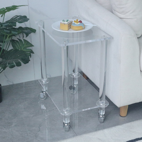 亚克力透明带轮边几小推车