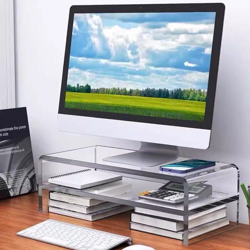 亚克力增高架显示器支架工位电脑台式收纳笔记本办公室桌面置物架