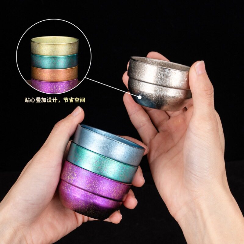 纯钛茶杯高档茶碗冰晶主人杯旅行茶具户外露营个人专用钛合金水杯