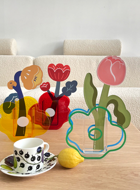 原创设计手绘插画纸花家居摆设香薰卡永生花束郁金香装饰节日礼物