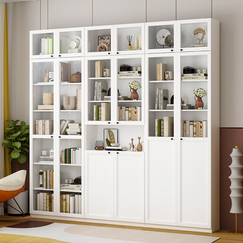 洛克菲勒2025新款钢制书柜现代简约铁艺玻璃门收纳柜30cm转角书架