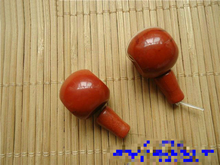 天一阁天然鸡肝玛瑙战国红色红石藏式三通佛头佛珠隔珠diy配件