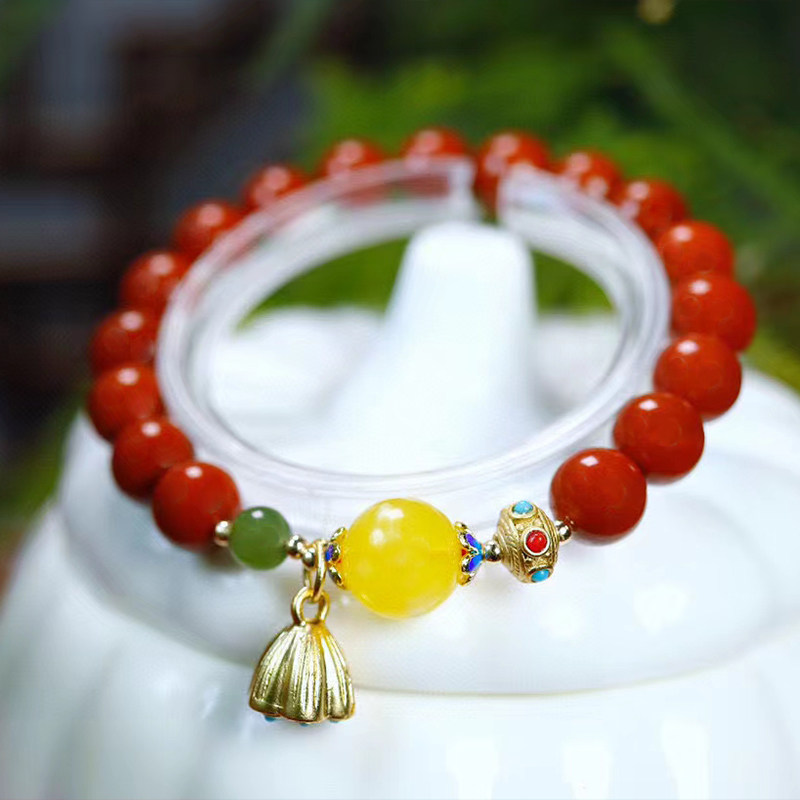 원래 LIANGSHAN 남부 붉은 마노 팔찌 유행과 변덕스러운 밀랍 액세서리 팔찌 개인화되고 다양한 여성 민족 스타일 팔찌