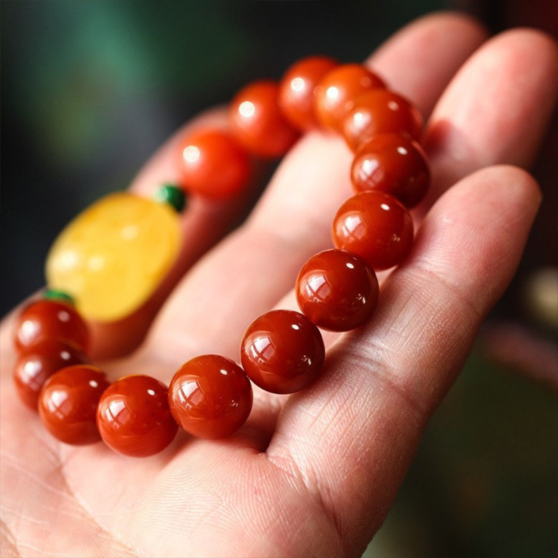 남방 붉은 마노 팔찌 호박 밀랍 통 구슬 심플한 액세서리 복고 기질 우아한 여성용 다용도 팔찌