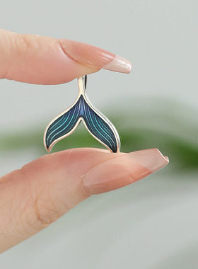 925银珐琅鱼尾吊坠项链女ins小清新时尚百搭民族风锁骨链饰品