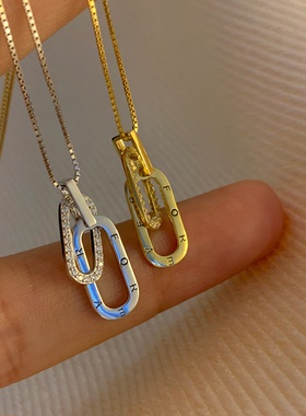 925银新款环环相扣锁骨链女款