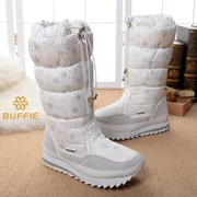 Mùa thu và mùa đông cộng với nhung tuyết của phụ nữ đôi giày cotton không thấm nước ấm đôi giày dày của phụ nữ dày ống đáy dày ống ngắn với giày của phụ nữ - Giày ống