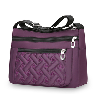 时尚女包包大容量牛津布多口袋斜挎包绣线妈妈包多层生意包单肩包