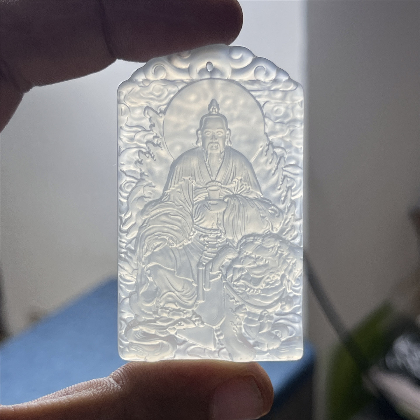 天然岫玉太乙救苦天尊吊坠保真双面精雕玉石挂件男女款古风人物玉