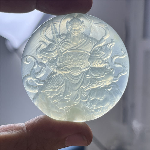 天然岫玉赵公明吊坠保真精致