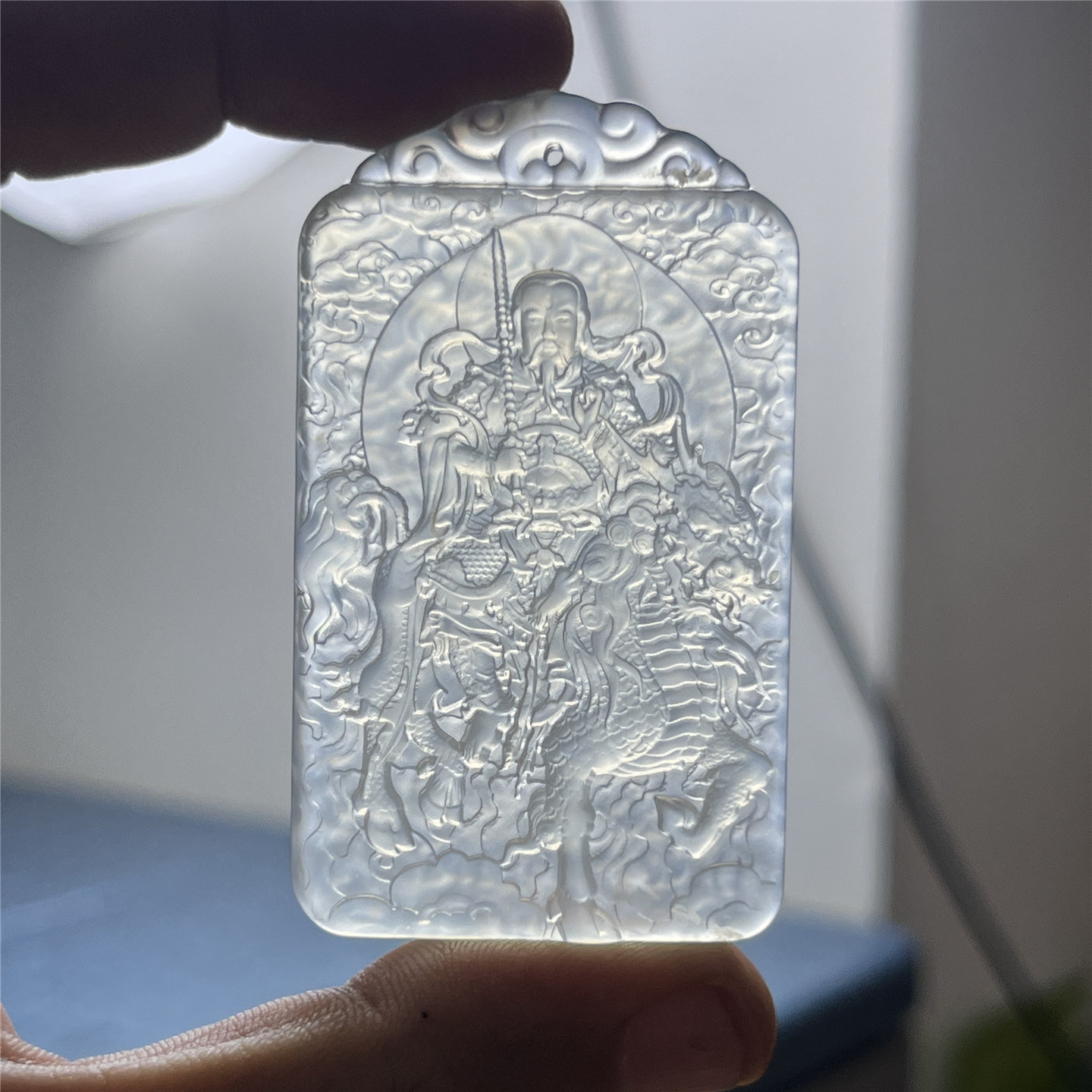 天然岫玉九天雷祖玉坠精致雕刻冰透礼物玉石挂件仿古人物男女款玉