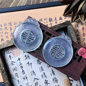 天然岫玉平安无事牌吊坠保真冰种镂空雕刻玉石挂件产地直发男女款