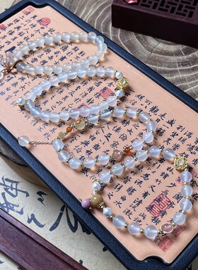 天然岫玉冰种手串保真男女款多宝玉石珠链圆珠古风好货实物拍摄玉