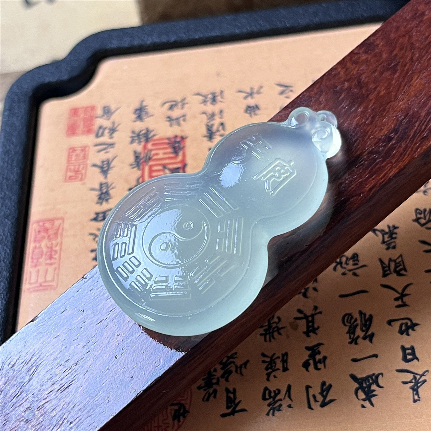 天然岫玉紫微八卦葫芦吊坠保真仿古玉石挂件男女款大尺寸实物拍摄