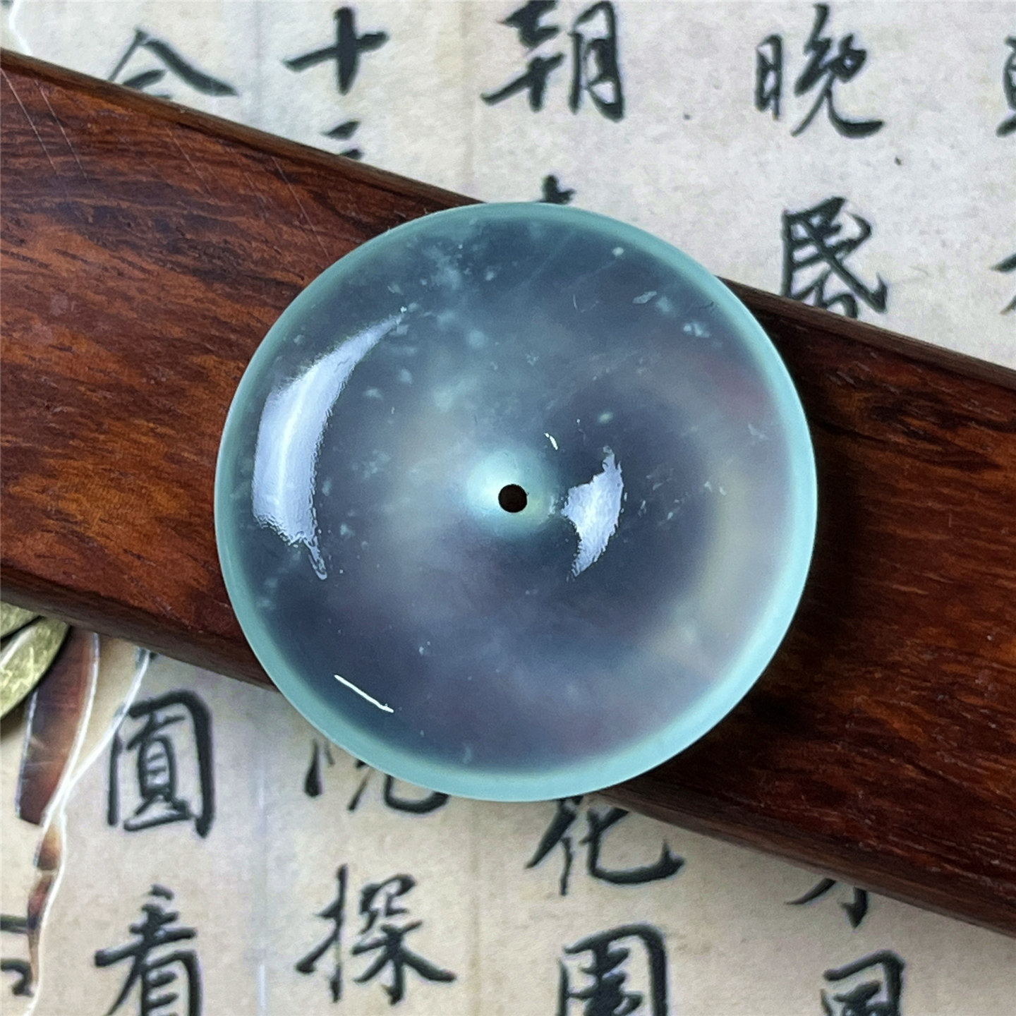 天然岫玉天青冻平安扣吊坠保真通透高冰玉石挂件男女款产地直发玉