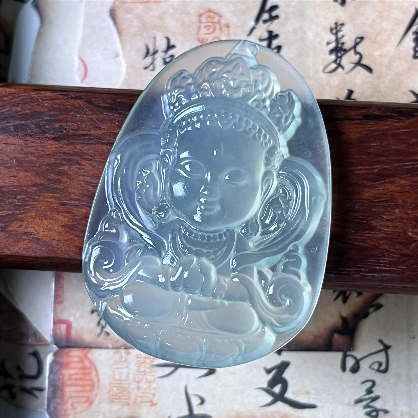 天然岫玉宝宝观音吊坠保真双面精雕玉石挂件男女款实物拍摄礼物玉