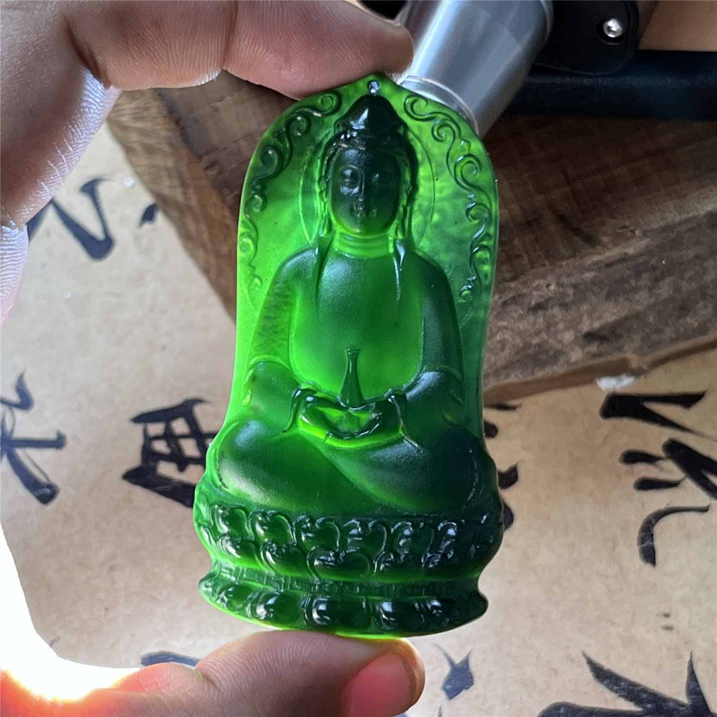 天然岫玉素衣观音吊坠保真墨绿男女款仿古人物收藏级别501料玉坠1
