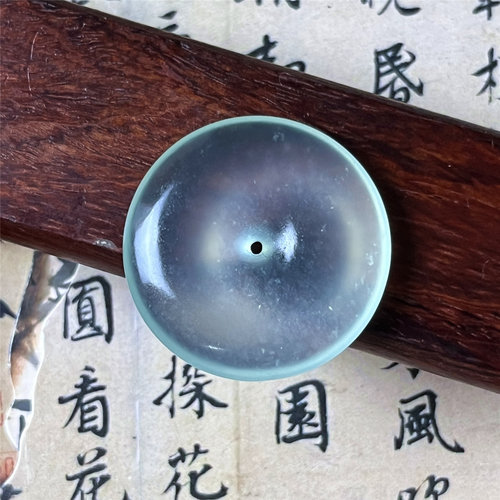 天然岫玉天青冻平安扣吊坠保真