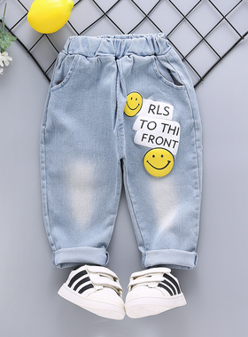 男童裤子秋款 小童1-2-3-4-5岁儿童牛仔裤软宝宝卡通春秋休闲长裤