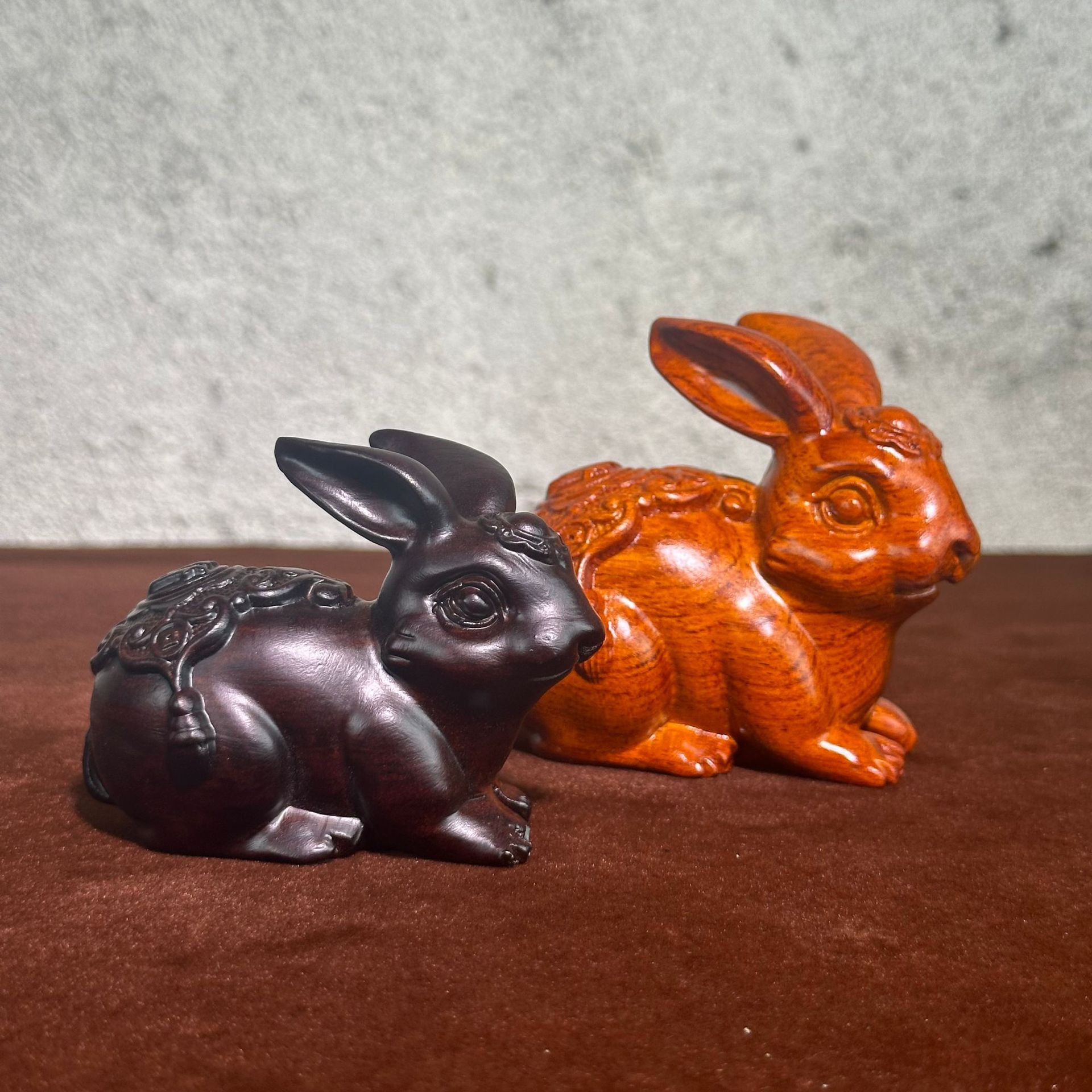 花梨木雕兔子木质红木实木动物摆件生肖福财兔装饰办公室桌面礼品