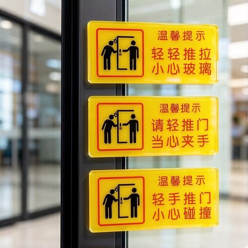 亚克力玻璃门小心碰撞轻轻推拉贴