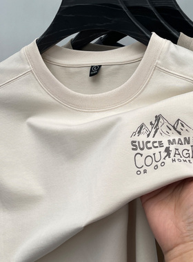 2025夏季新款丝光棉短袖T恤男士圆领印花透气莱赛尔棉体恤衫上衣