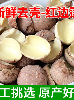 花之莲半边红莲子新货大片500g开边去芯无芯红皮无硫湘潭莲子干货