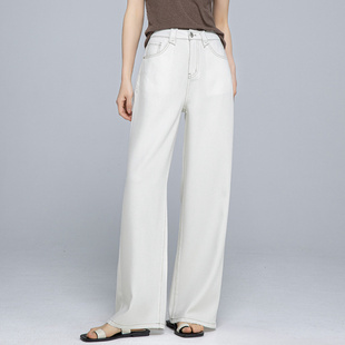 忆霏天丝麻梧桐阔腿云朵牛仔裤女2026夏季薄款柔软垂顺直筒拖地裤