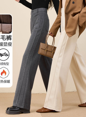 菲尔娅奇2025加厚冬款垂感高腰直筒裤女裤遮肉显瘦休闲裤宽松裤子