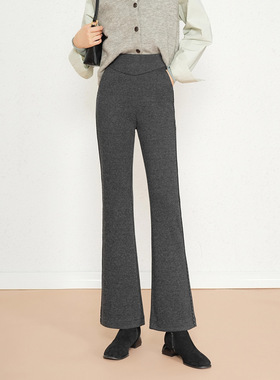 洋气羊毛微喇裤加绒加厚女2026冬季新款高腰通勤保暖御姐风休闲裤