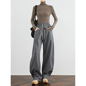 2025新款 长款 加绒香蕉裤 休闲裤 女秋冬高个子镰刀卫裤 阔腿裤 直筒裤